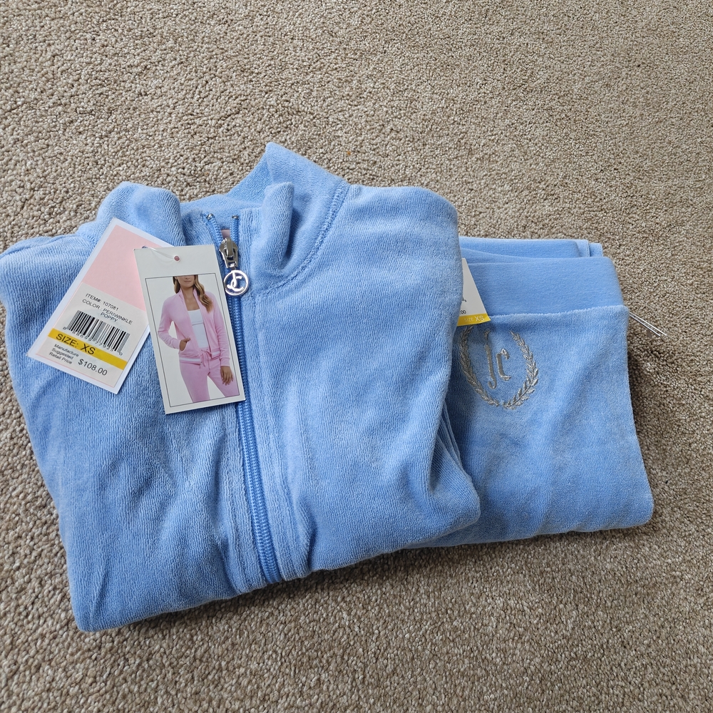 Juicy Couture Light Blue Velour Kids Jacket and Pants Set